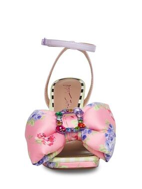 Betsey Johnson Pollie Pink Bow Heel Sandals (7.5)